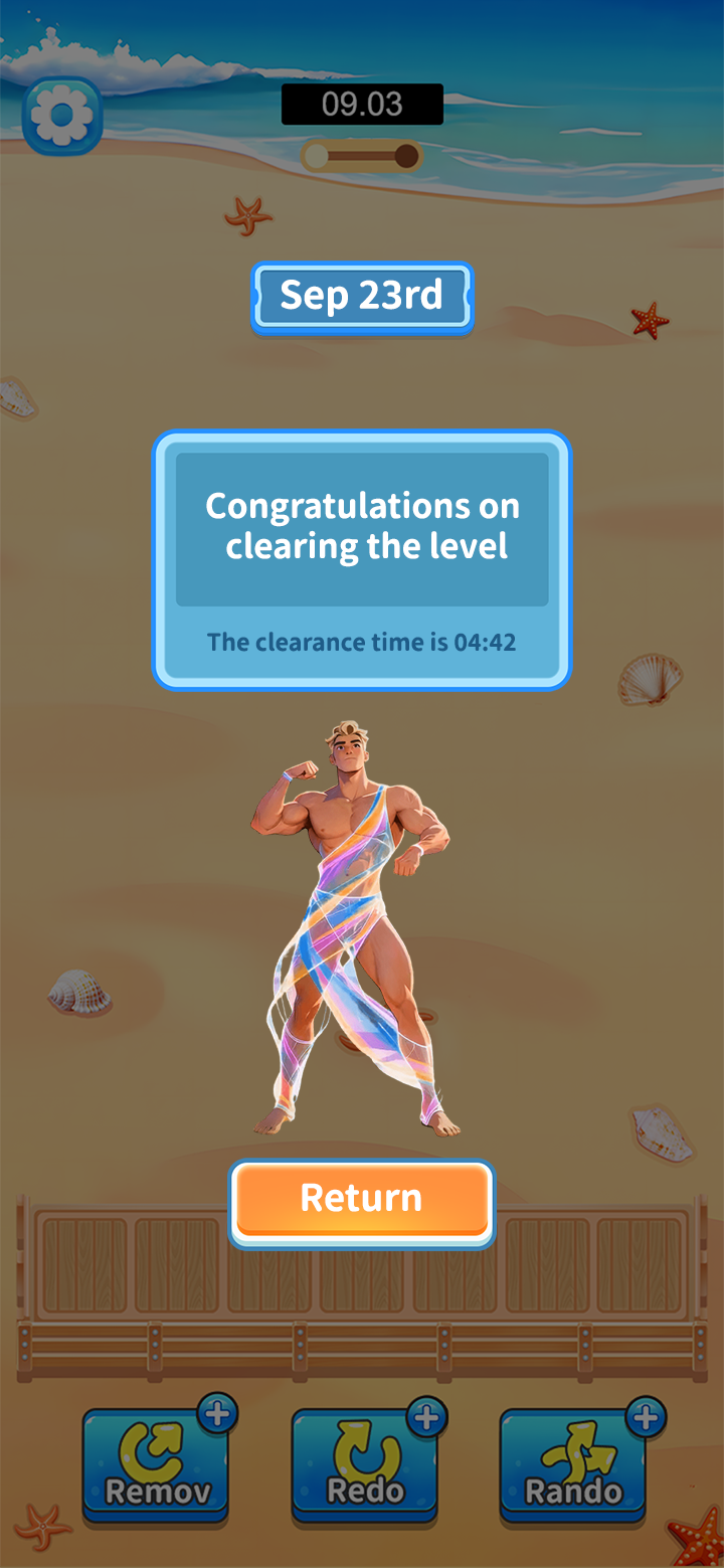 English level completion screen in Yacht Jam